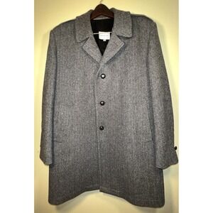 Vintage Wool Overcoat Men's 46Reg Herringbone Tweed Anderson Little Jacket